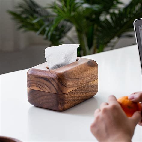 Walnut Wood Tissue Box Retro Design Apollobox