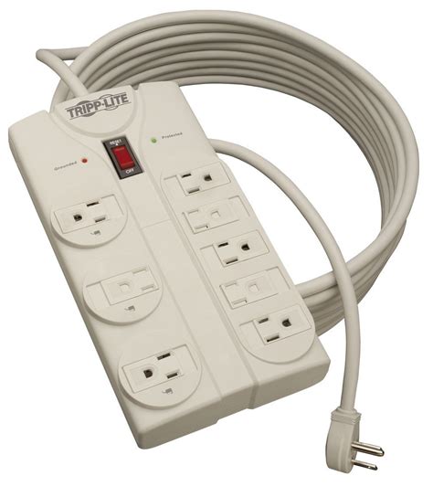 Tripp Lite 8 Outlet Surge Protector Power Strip 8ft Cord Right Angle Plug Tel Modem And 150k