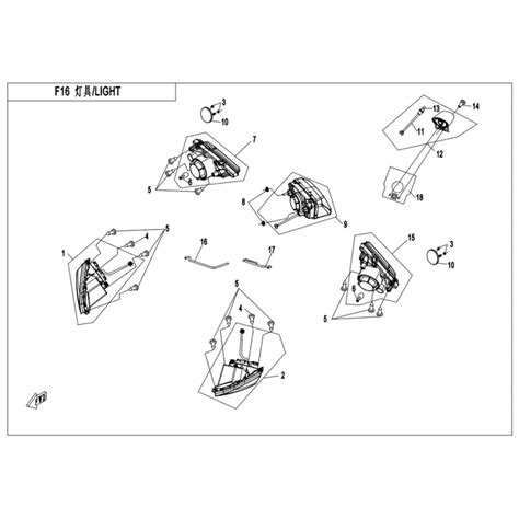 Vue Eclatée pièce ECLAIRAGE CFMOTO CFORCE 520 COURT T3