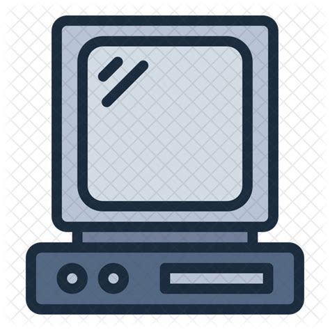 Old Computer Icon - Download in Colored Outline Style