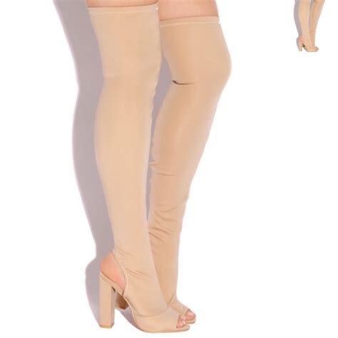Shoes Nude Peep Toe Over The Knee Boots Poshmark