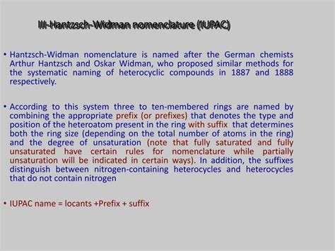 Nomenclature Of Heterocyclic Compound Ppt