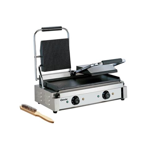 Grill inox panini double fonte émaillé lisse rainurée 3600 W 22