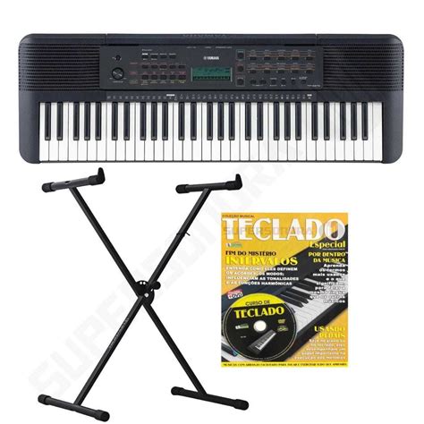 Kit Teclado Musical yamaha PSR E273 Método Suporte X Fonte