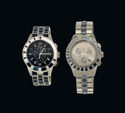 Two Diamond Set Stainless Steel Quartz Chronograph Christal