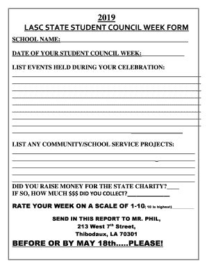 Fillable Online LASC STATE STUDENT COUNCIL WEEK FORM Fax Email Print