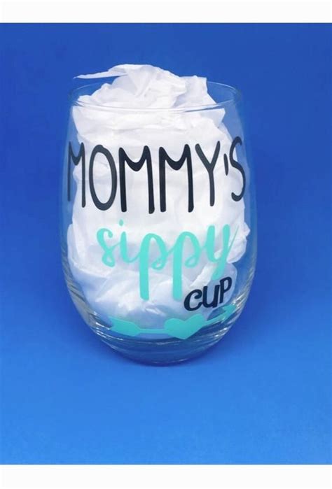 Mommy S Sippy Cup Stemless Wine Glass Personalized Wine Glass T For Mom Wine Glass