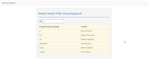 Simple Table Search Filter Using Angularjs Sourcecodester