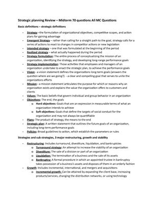 Final Exam Review 14 April 2018 Questions And Answers Strategic