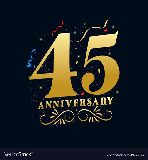 45 Anniversary Luxurious Golden Color Template Vector Image