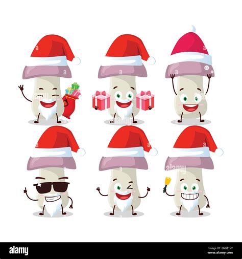 Santa Claus Emoticons With Rough Mushroom Cartoon Character Vector