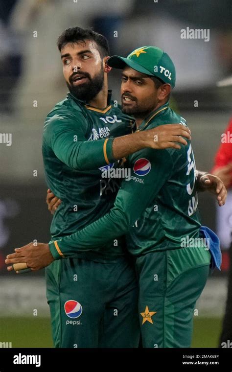 Pakistans Shadab Khan Left Celebrates With Captain Babar Azam After