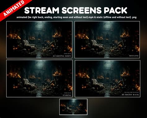 Goth Twitch Overlay Animated Pack Horror Dark Background Stream Skulls