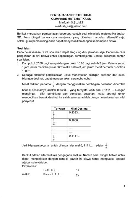 Pdf Pembahasan Soal Olimpiade Matematika Sd Dokumen Tips