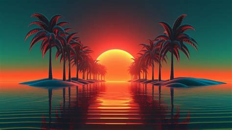 Premium AI Image | retro sunset