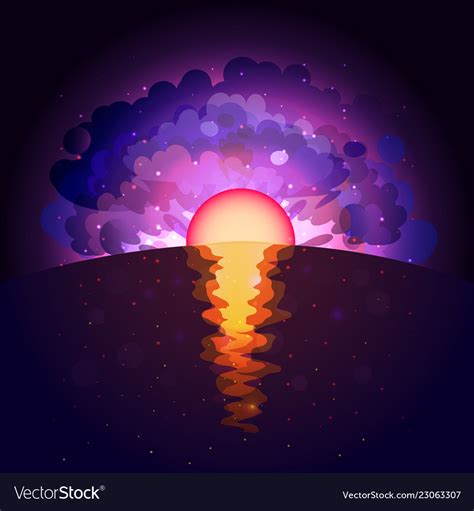 Sunrise on infinite space background sunset sea Vector Image