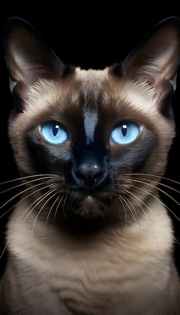 Premium Photo | Portrait of a Siamese cat with blue eyes on a black ...