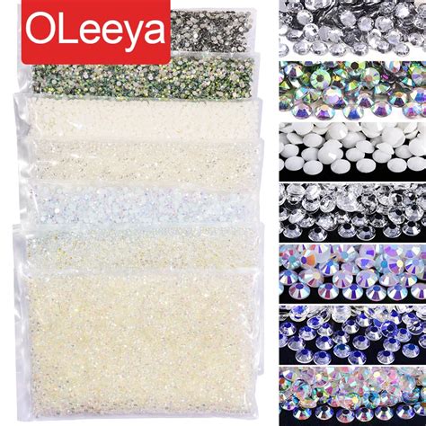 Oleeya Wholesale Resin Flatback Stone Glitter Crystals AB Cтразы in