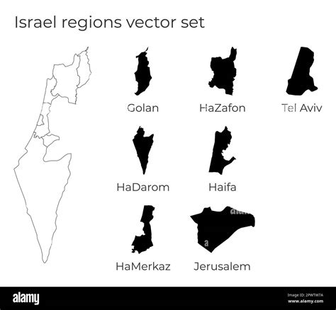 Israel Karte Mit Formen Von Regionen Leere Vektorkarte Des Landes Mit