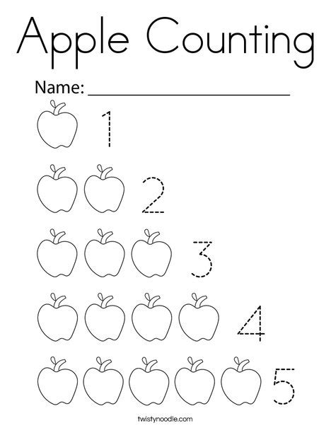 Apple Counting Coloring Page - Twisty Noodle