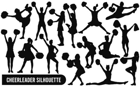 Vektorsammlung Von Cheerleader Silhouetten In Verschiedenen Positionen