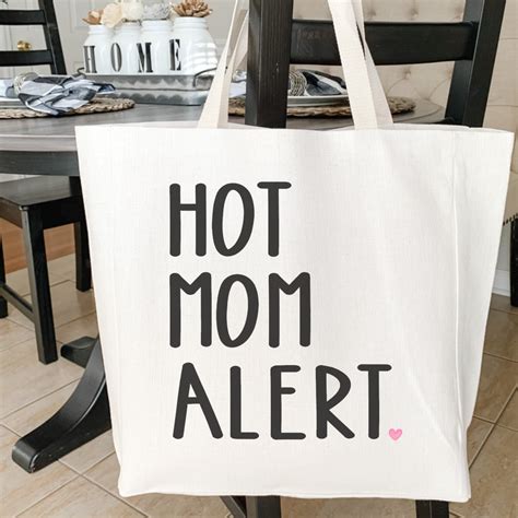 Hot Mom Alert Funny Mom Bag MILF Gifts Mom Tote Bag Etsy