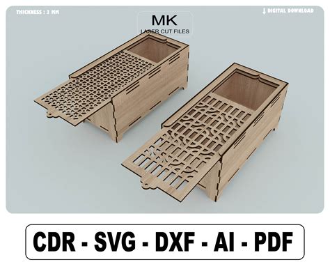 Box With Slide Lid Laser Cut File Decorative Wooden Gift Box Gift Box