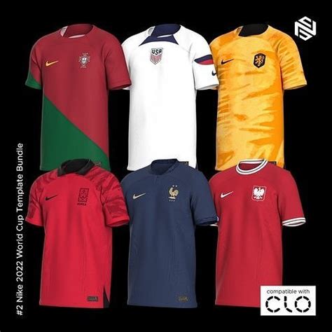 Nike 2022-2023 WC Football Shirt Templates for CLO3D 3D Model ...