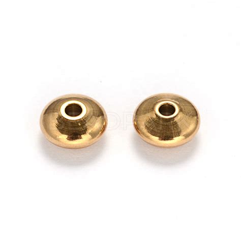 Flat Round 304 Stainless Steel Spacer Beads Golden 8x4mm Hole 2mm