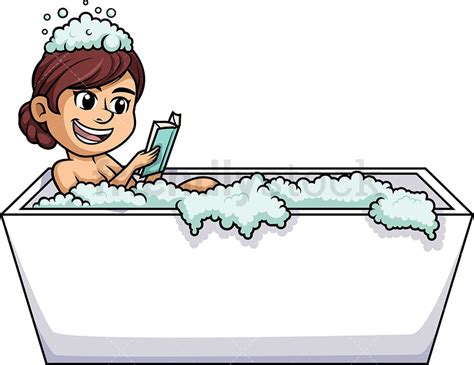 Woman Reading Book In The Bathtub Cartoon Clipart Vector Friendlystock