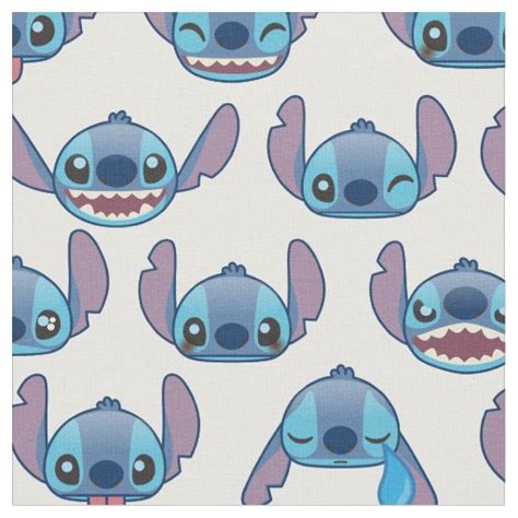 Stitch Emoji Pattern Fabric | Zazzle