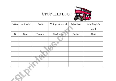 Stop The Bus Printable Worksheets Alphabetworksheetsfree