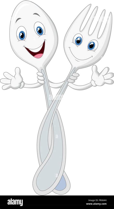 Spoon and fork cartoon Stock Vector Image & Art - Alamy