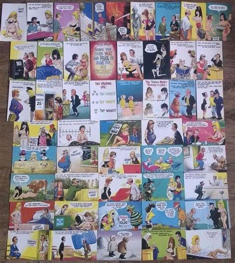 Rare Full Set No 1 To 50 Bamforth Comic Postcards Saucy Boobs Seaside