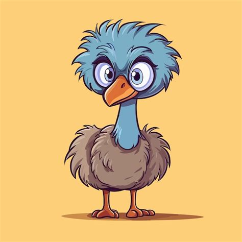 Premium Vector Cute Emu And Ostrich Cartoon Characters