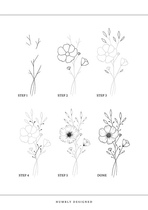 draw step by step flower 6