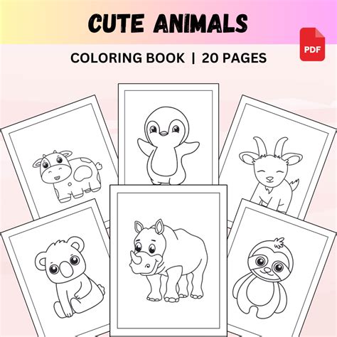 [PDF] 20+ CUTE ANIMALS PRINTABLE COLORING PAGES - Coloring Book For ...