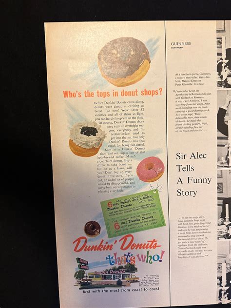 1950s Dunkin' Donuts Vintage Advertisement Original Color Easy to Frame ...