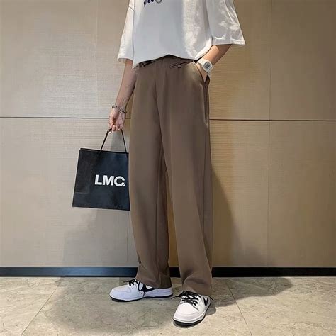 Summer Thin Solid Color Formal Suit Pants Men Korean Fashion Loose