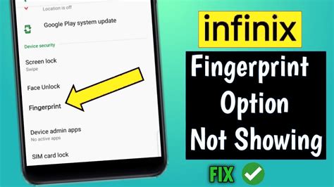 Fingerprint Option Missing In Infinix Infinix Fingerprint Option Missing Fix Youtube