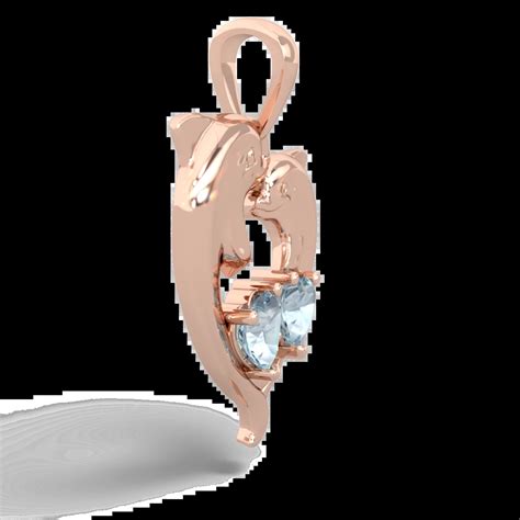 Aquamarine Dolphin Heart Necklace 14k Rose Gold Jewelsforme