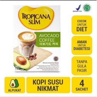 Jual Tropicana Slim Avocado Coffee 4 Sachet Kopi Alpukat Bebas Gula