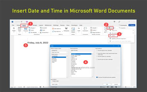 How To Insert Date And Time In Microsoft Word Windows And Mac Webnots