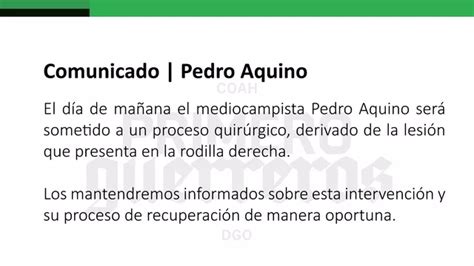 Pedro Aquino Ser Operado De La Rodilla Derecha En M Xico Canal N