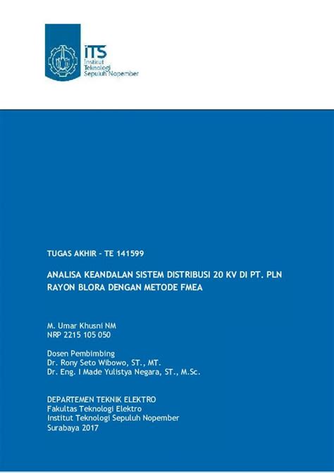 PDF ANALISA KEANDALAN SISTEM DISTRIBUSI 20 KV DI PT PLN Repository