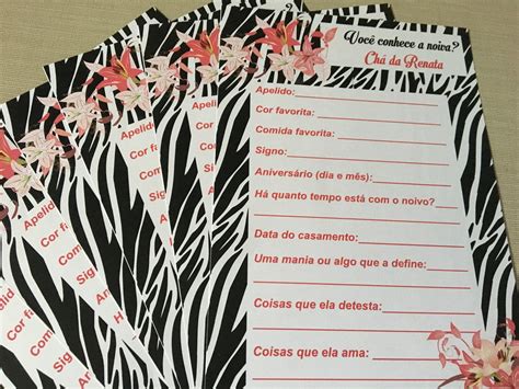 Brincadeira Você Conhece a Noiva Chá de Lingerie Elo7