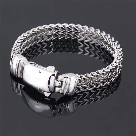 Men Bracelet Silver Color Stainless Steel Bracelet Bangle Male