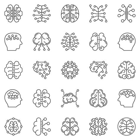 Human Brain Connections Outline Icons Synapses Symbols 12777468