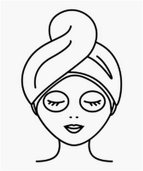 A Woman S Face With A Towel On Her Head And Eyes Drawn In Line