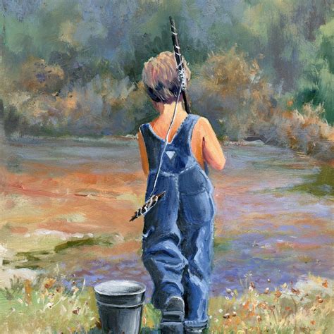 Boy Fishing Painting - Etsy